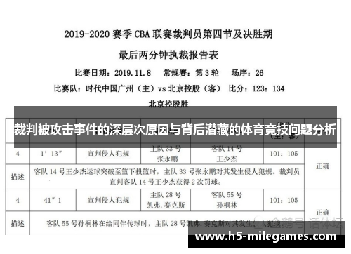 裁判被攻击事件的深层次原因与背后潜藏的体育竞技问题分析